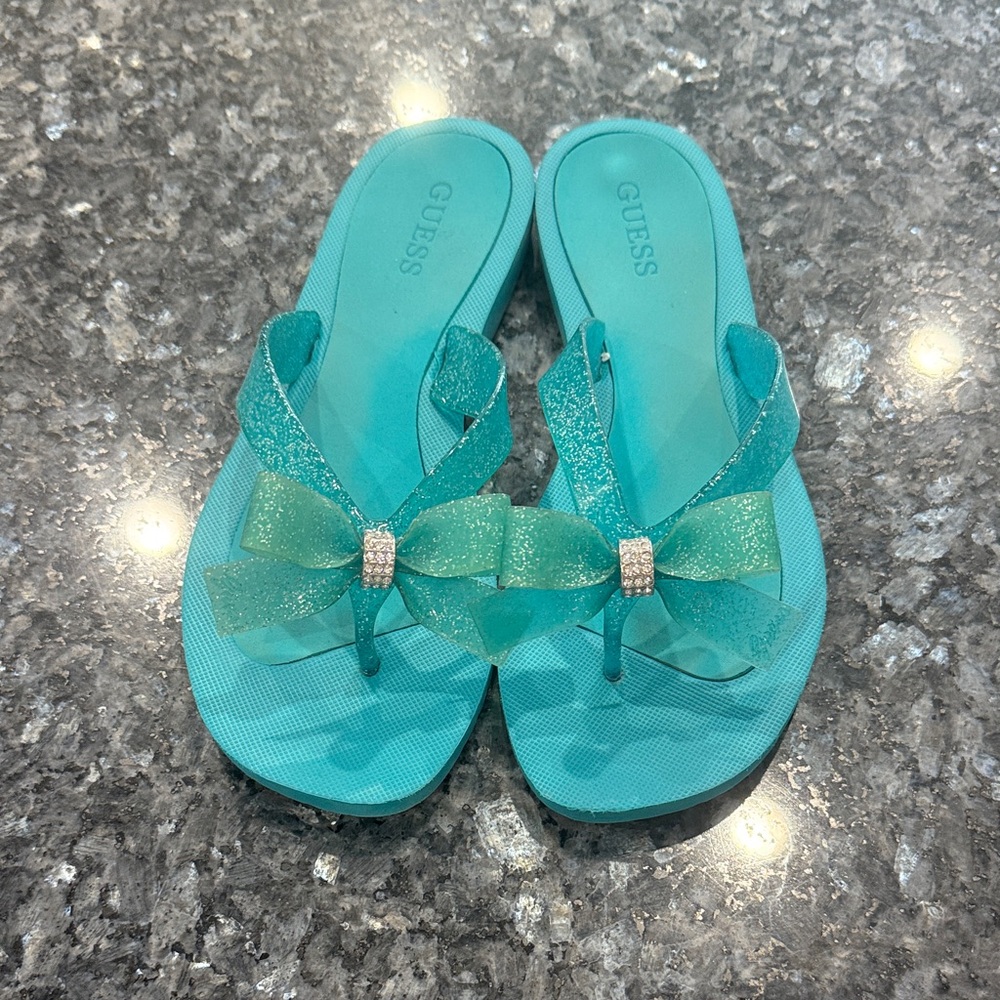 GUESS Turquoise Sandals with Glitter Bow